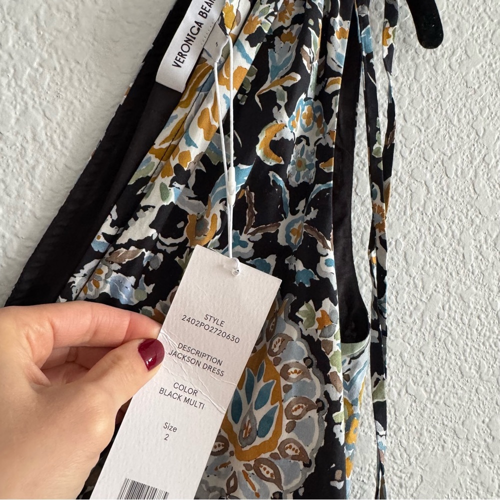 NWT Veronica Beard Jackson Paisley Print Dress in Black Multi Women's Size 2 - Picture 4 of 9